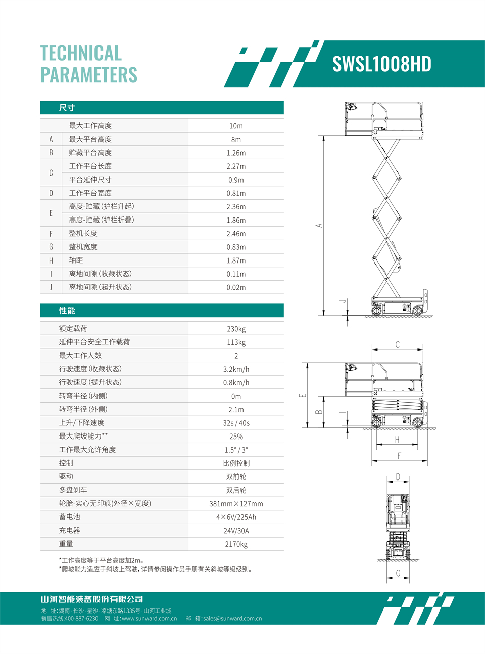 SWSL1008HD 电动液驱剪叉式高空作业平台